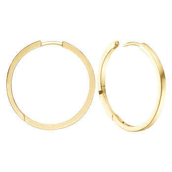 To guldfarvede creoler med glat overflade, 32 mm i diameter, fra Aagaard.