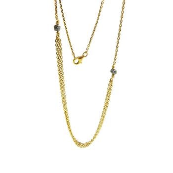 Necklace - Goldplated w.Antracit Raw Diamonds 42+8cm, fra San - Links of Joy
