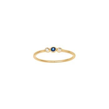 14kt. guldring m/safir og dia. 0.03ct W/SI, fra Siersbøl