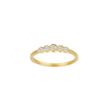 14kt. guldring 5 x rørfatning m/dia. 0.15ct W/SI, fra Siersbøl