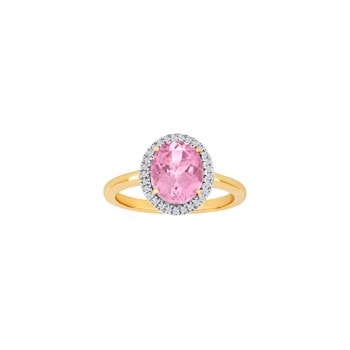 14kt. guldring roset m/dia 0.12ct W/SI+pink topas, fra Siersbøl