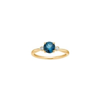 14kt. guldring m/London blå topaz/dia. 0,08ct W/SI, fra Siersbøl
