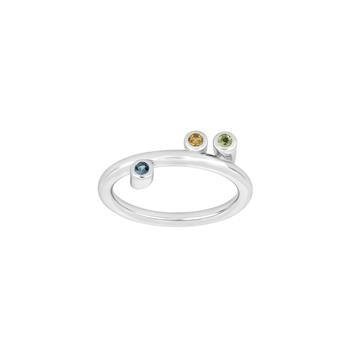 SHAPE Sølv rhod. ring peridot,citrin,London topaz, fra Siersbøl Shape