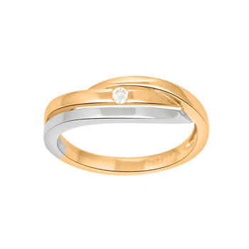 14 kt. guldsring, bicolor m. 0,04 carat TW/SI, fra Siersbøl