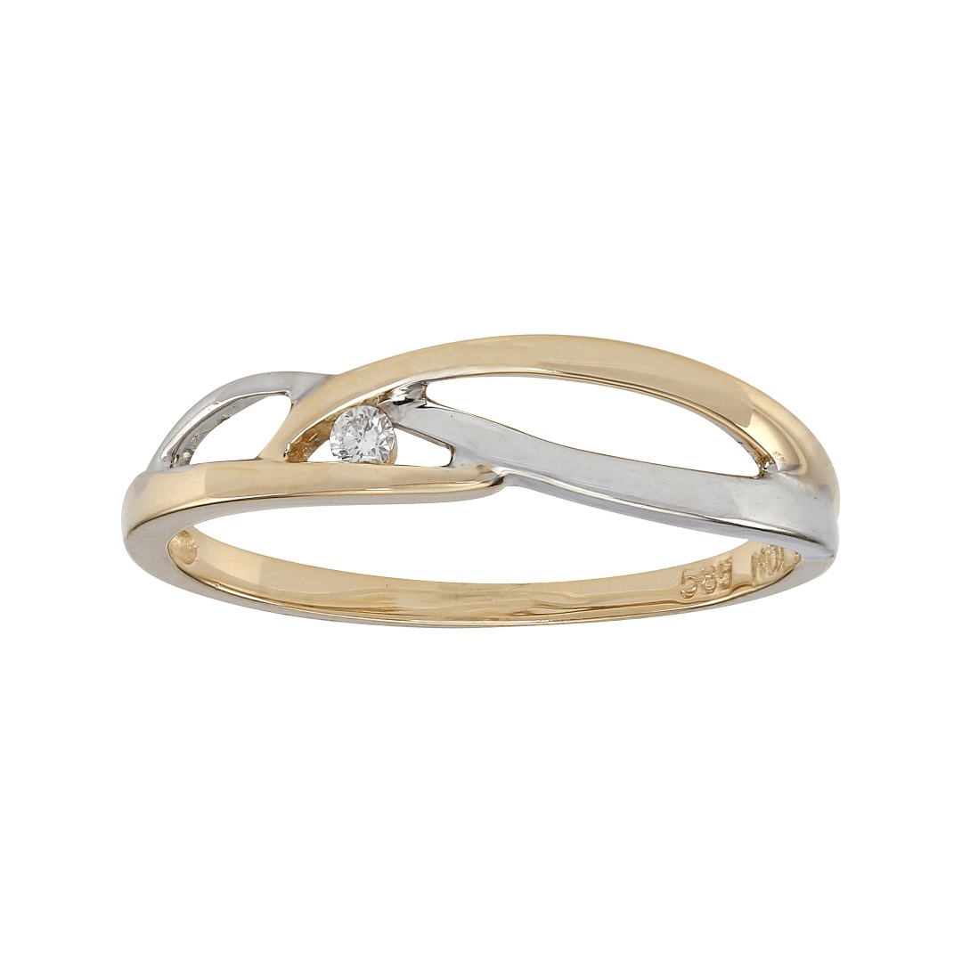 14 kt. ring, bicolor m. 0,026carat TW/SI, fra Siersbøl