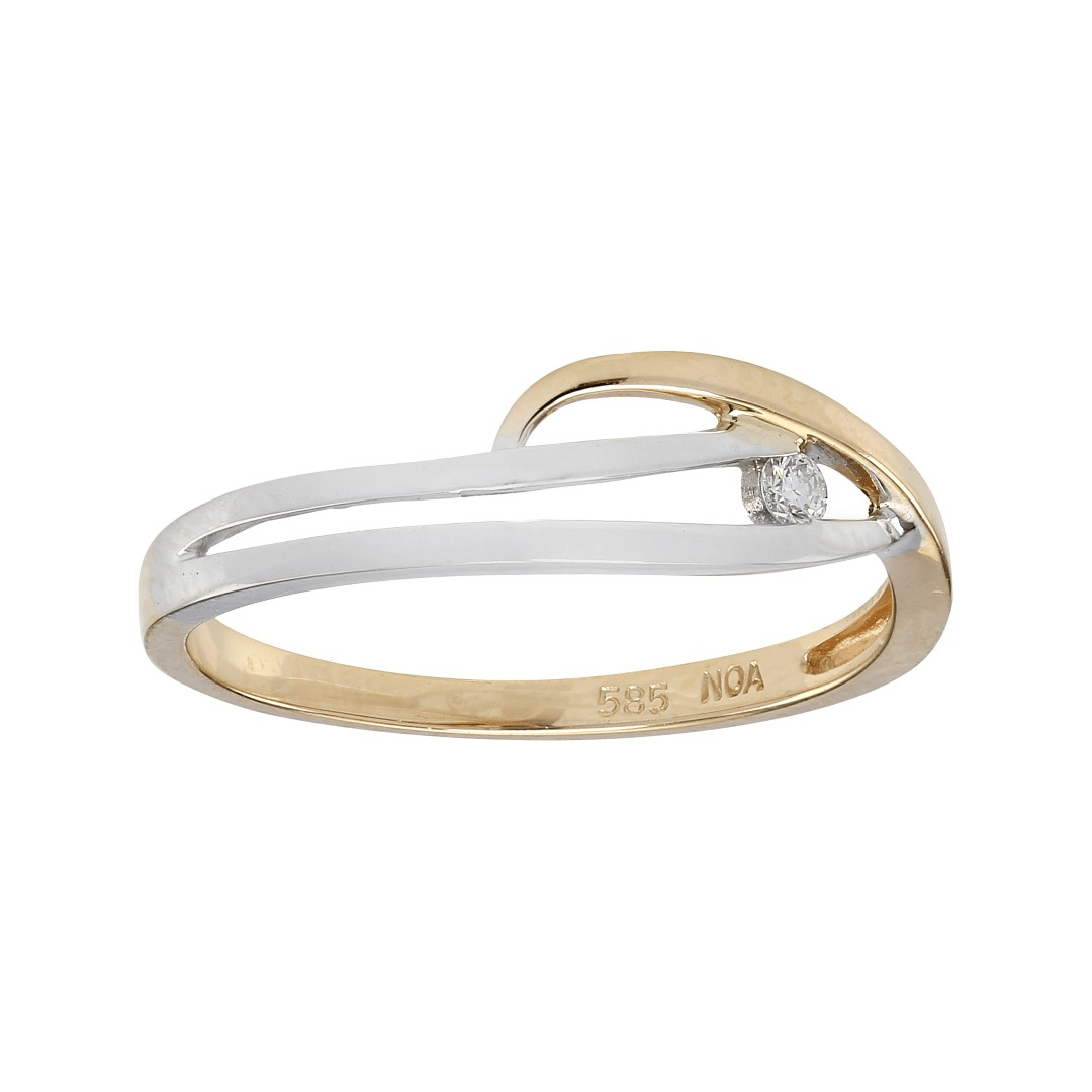 14 kt. ring, bicolor m. 0,035ct TW/SI, fra Siersbøl
