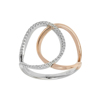 14kt. hvid- og rosaguld ring m. 0,200ct. w/si, fra Siersbøl