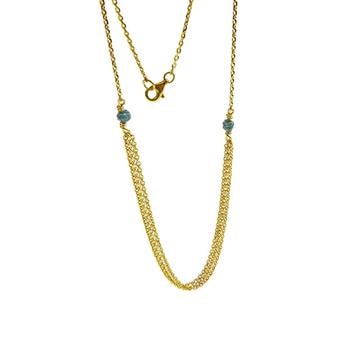 Necklace - Goldplated w. blue-green Raw Diamonds 42+8cm, fra San - Links of Joy