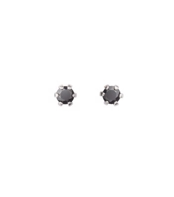Ørestik sølv rhodineret 6 greb sort zirkonia 3,1mm, fra L&G