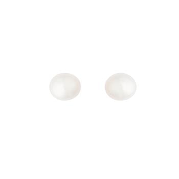 Ørestik sølv hvid ferskvandsperle 5mm, fra L&G