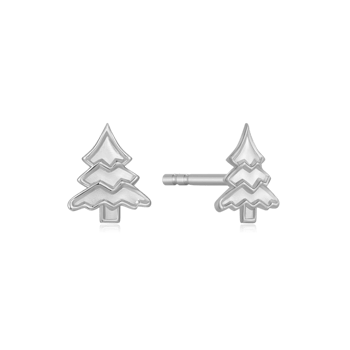 Sølv ørestikker formet som juletræer, elegant og minimalistisk design.