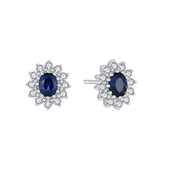 Safir og zirkonia sølv ørestikker, fra Støvring Design