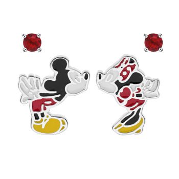 Sølv ørestikker af kyssende Minnie og Mickey fra Disney