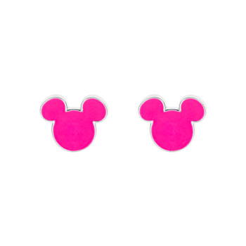 Sølv ørestikker, Mickey Mouse med lyserød emalje