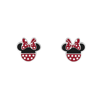 Sølv ørestikker, Minnie Mouse med farvet emalje