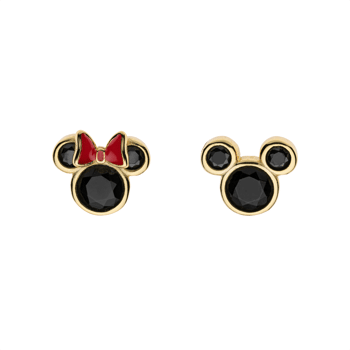 Forgyldte ørestikker med Mickey og Minnie Mouse