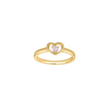 Goldp. silver children ring heart w/pink cz Sz.47, fra Noa Kids