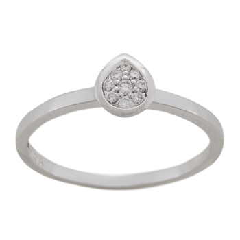 14 kt. hvg. ring, dråbe  0,075 ct W/SI, fra Siersbøl