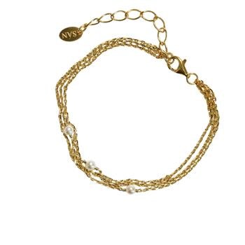 Armbånd i forgyldt sterlingsølv med ferskvandsperler 18+4cm, fra San - Links of Joy