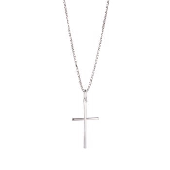 Vedhæng 14 karat hvidguld kors 22x12 mm, fra L&G