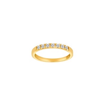 14kt. Gold wedding band w. 7 cz., fra Siersbøl