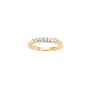 Gylden ring med tredive zirkoner langs toppen, luksuriøst design, velegnet til forskellige anledninger.