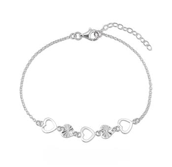 Armbånd sølv rhodineret hjerter, fra L&G