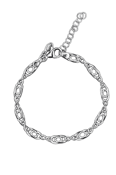 Armbånd sølv rhodineret ovale cirkler, fra L&G