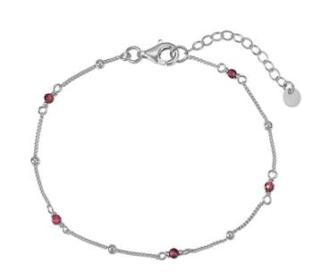 Armbånd sølv rhodineret med granat, fra L&G