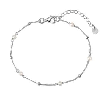 Armbånd sølv rhodineret med ferskvandsperler, fra L&G