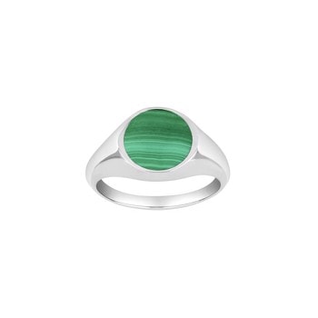 Rhodineret sølv herrering med malakit