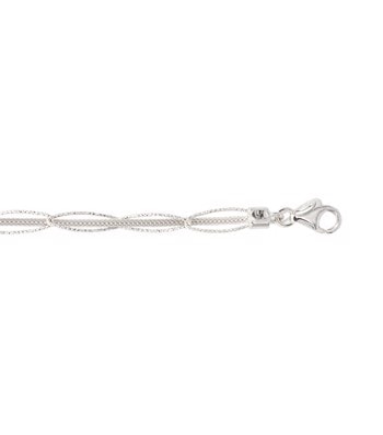 Armbånd sølv rhodineret strik oval 19 cm, fra L&G