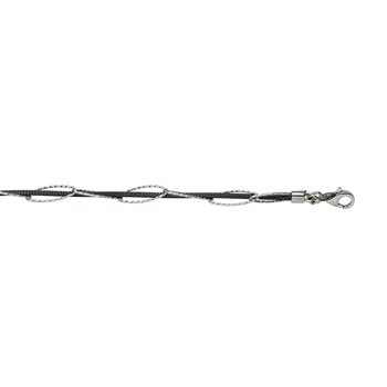 Armb. sølv rhodineret  strik sort rhodineret 19 cm, fra L&G