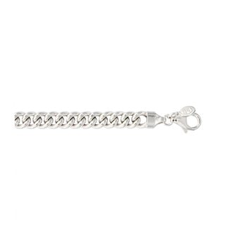 Armbånd sølv rhodineret rund massiv panzer 19cm, fra L&G