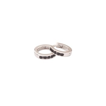 Klap Creol sølv rhodineret sort zirkonia 2,8x12 mm, fra L&G