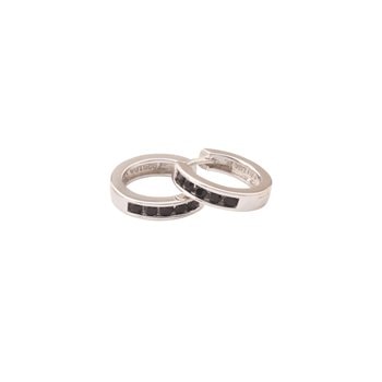 Klap Creol sølv rhodineret sort zirkonia 3x15mm, fra L&G