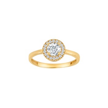 14kt. guldring rund roset m/cz , fra Siersbøl