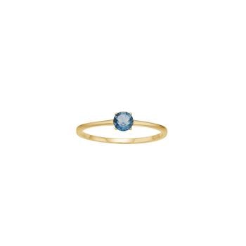 14kt. guldring m. 4mm london blå topas, fra Siersbøl