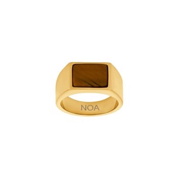 SON stål ring IP gold med yellow tiger eye str. 56-70, fra Son of Noa