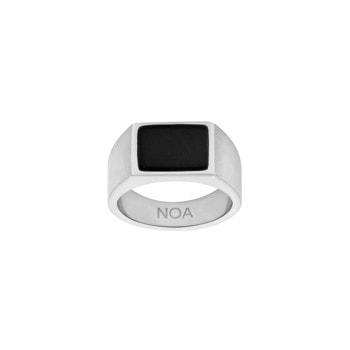 SON stål ring med black agate str. 56-70, fra Son of Noa