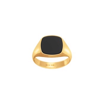 SON stål ring IP gold med black agate str. 56-70, fra Son of Noa