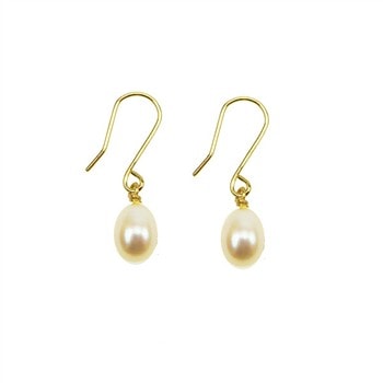 14k Earrings w.white Fresh Water Pearl 14 karat, fra San - Links of Joy