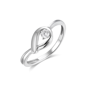Dråbeformet ring i rhodineret sølv med zirconia-Støvring