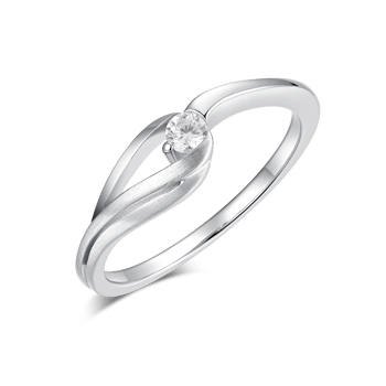 Rhodineret Sølv Ring med Dråbe og Cubic Zirconia