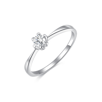 Sølv ring solitaire ring med 6 grabber og Ø 4 mm zirkonia
