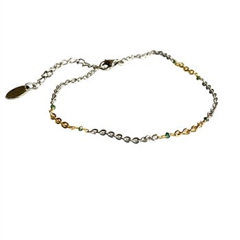 Bracelet & Necklace 925/585 - Rhodium & Blue Diamonds 42+8 cm, fra San - Links of Joy