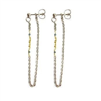 Earrings 925/585 - Rhodium & Blue Diamonds Pr.par, fra San - Links of Joy