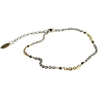 Bracelet & Necklace 925/585 - Rhodium & Black Diamonds 42+8 cm, fra San - Links of Joy