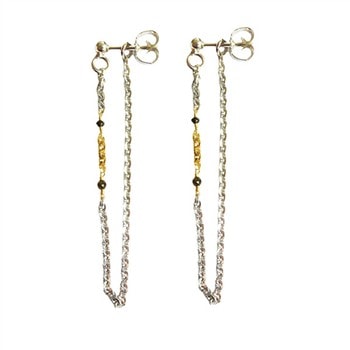 Earrings 925/585 -Rhodium & Black Diamonds Pr.par, fra San - Links of Joy