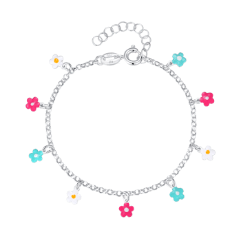 Sølv Armbånd med Farverige Blomster, Støvring Design